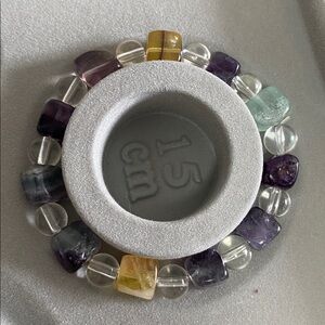 2 Multicolor Fluorite Bead Stretch Bracelet - free form Women Jewelry